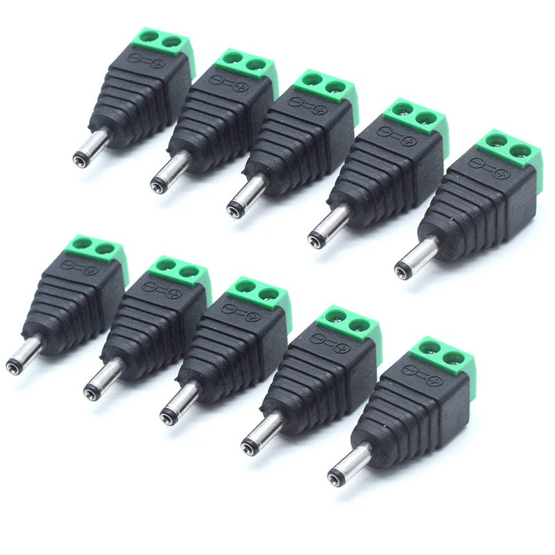 Sscon 10pcs Male DC Power Connector 3.5mm x 1.35mm Cable Jack Adapter Connector Plug for Security Camera Green - Image 1